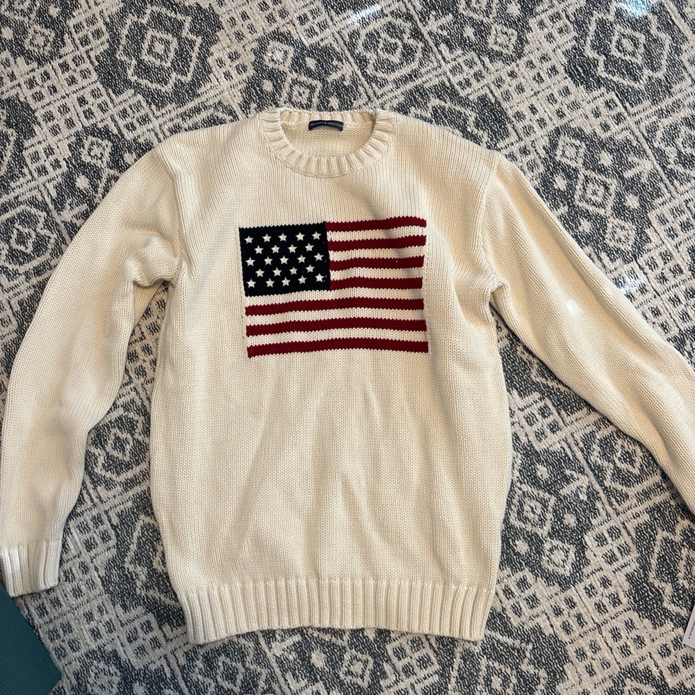 Brandy Melville Cream Sweater with Flag Design
